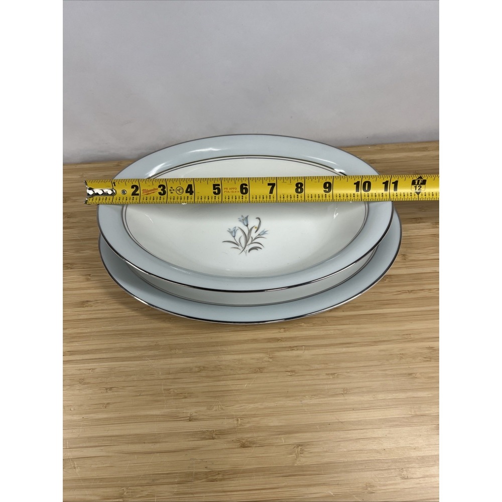Noritake Bluebell 5558 Oval Vegetable Serving Bowl w Underplate Japan - Picture 3 of 8